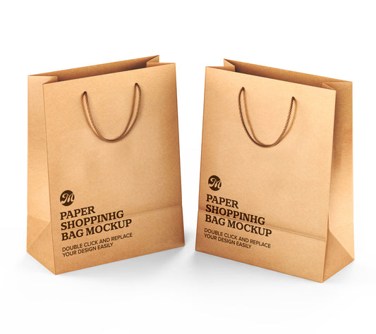 Durable brown kraft paper bag with handles 100GSM