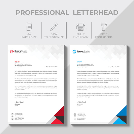 "Premium A4 letterhead design for business stationery"