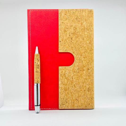 Luxury red and gold textured diary notebook front view