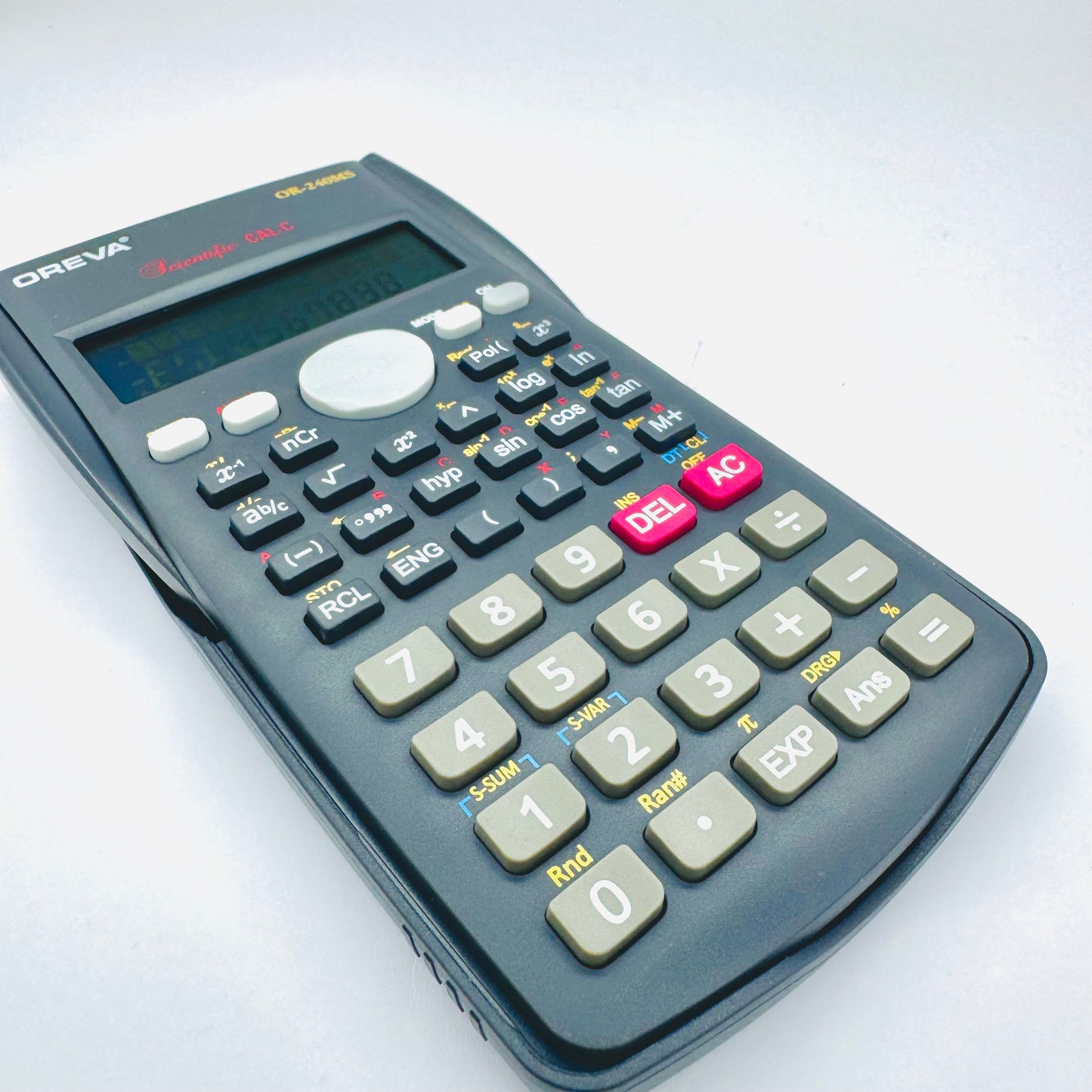 Durable OREVA DB-240MS calculator with trigonometric and statistical functions