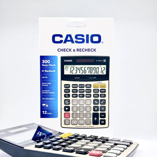 Casio DJ-220D Plus 12-digit desktop calculator with check and recheck function