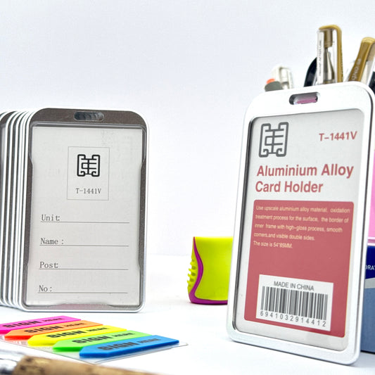 Premium metal ID badge holder with smooth corners and glossy frame