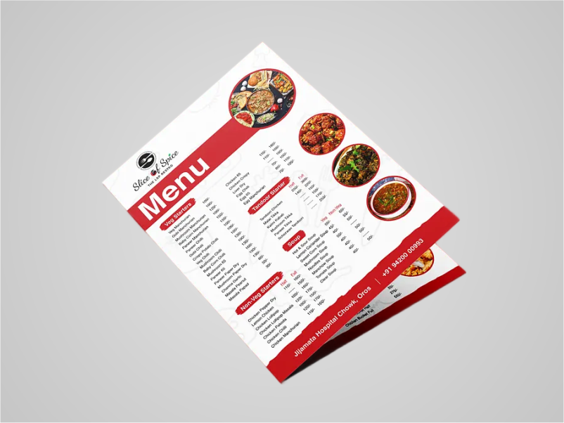 Menu (Matt Lamination 350gsm) A4 to A5 297×210 mm