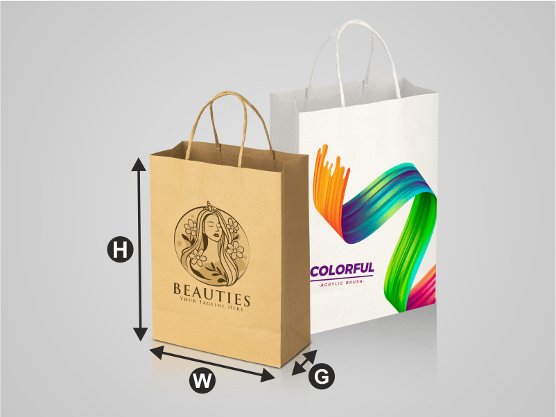 Kraft Shopping Bag (Brown Recycled) (W)32.5x(H)39.5x(G)17 cm - Open 102x50 cm 1020×500 mm