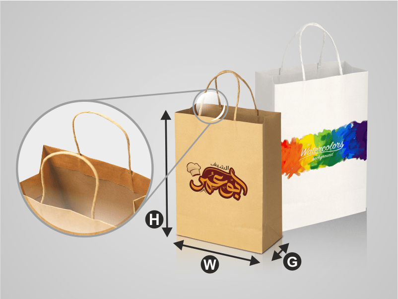 Kraft Shopping Bag (Brown Recycled) (W)28x(H)31.5x(G)15 cm - Open 89x41 cm 890×410 mm