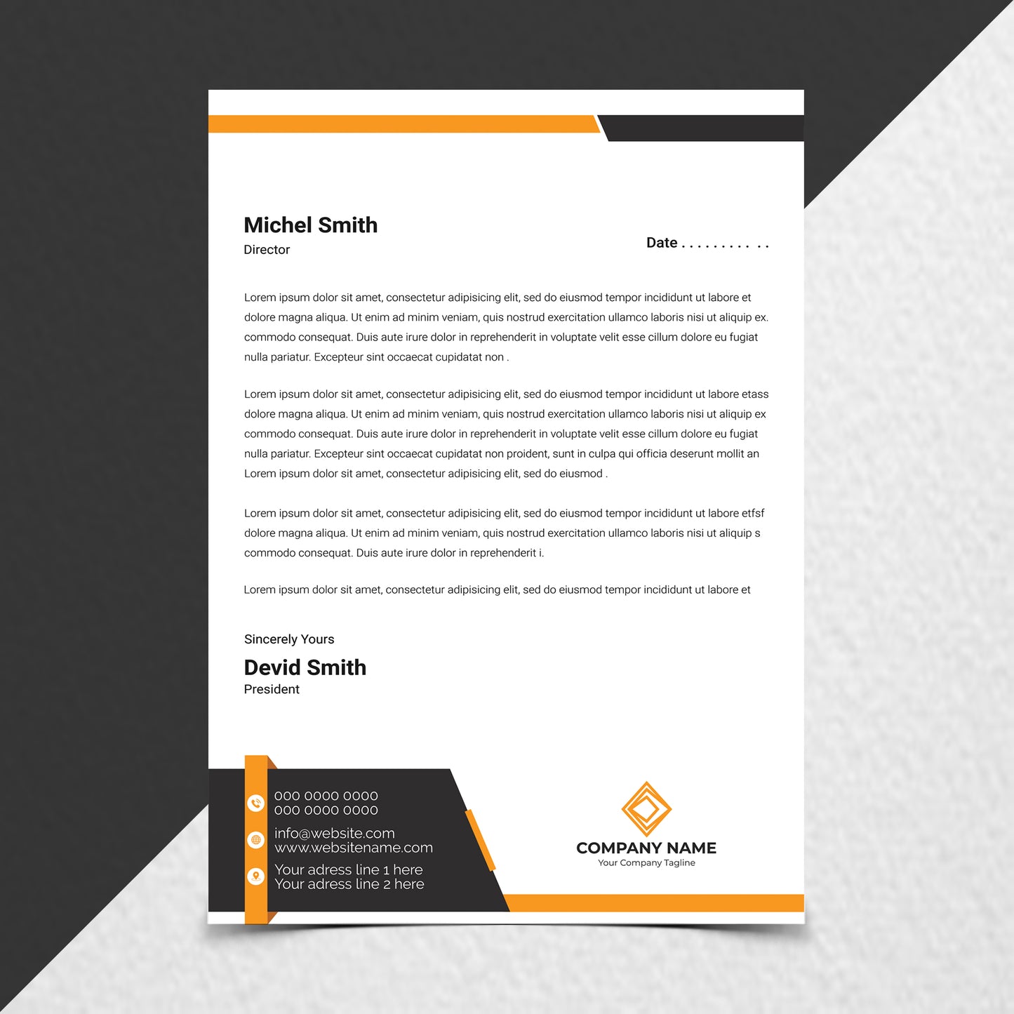 "Full-color letterhead printing on high-quality paper"