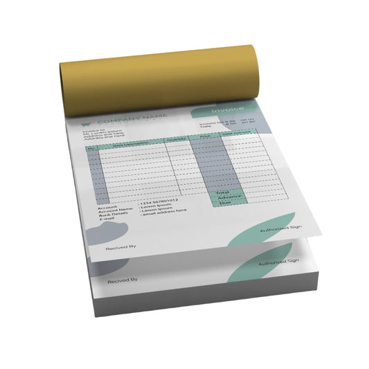 HFS size triplicate bill book (1+2 copies) with custom logo and serial numbering