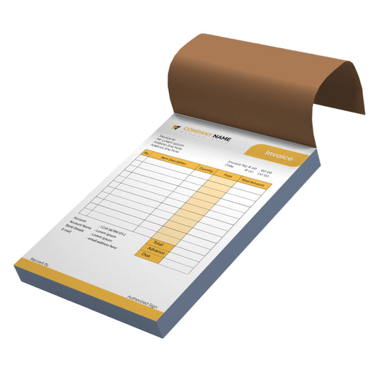 FS size triplicate bill book (1+2 copies) custom printed with logo, VAT/TRN, and serial numbering in Sharjah