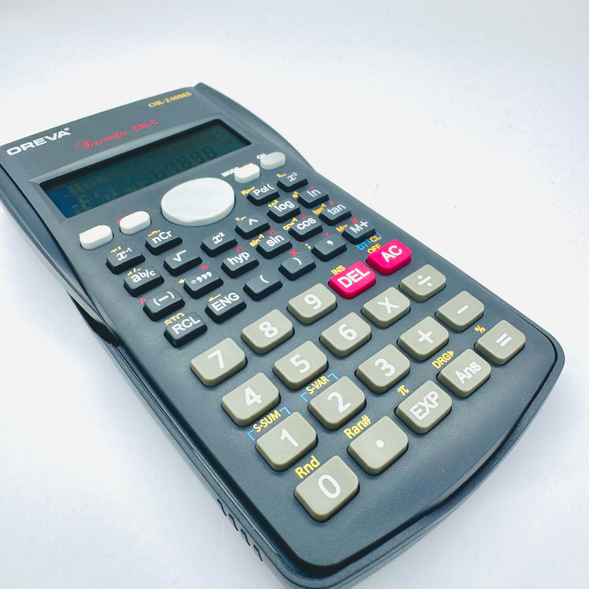 Durable OREVA DB-240MS calculator with trigonometric and statistical functions