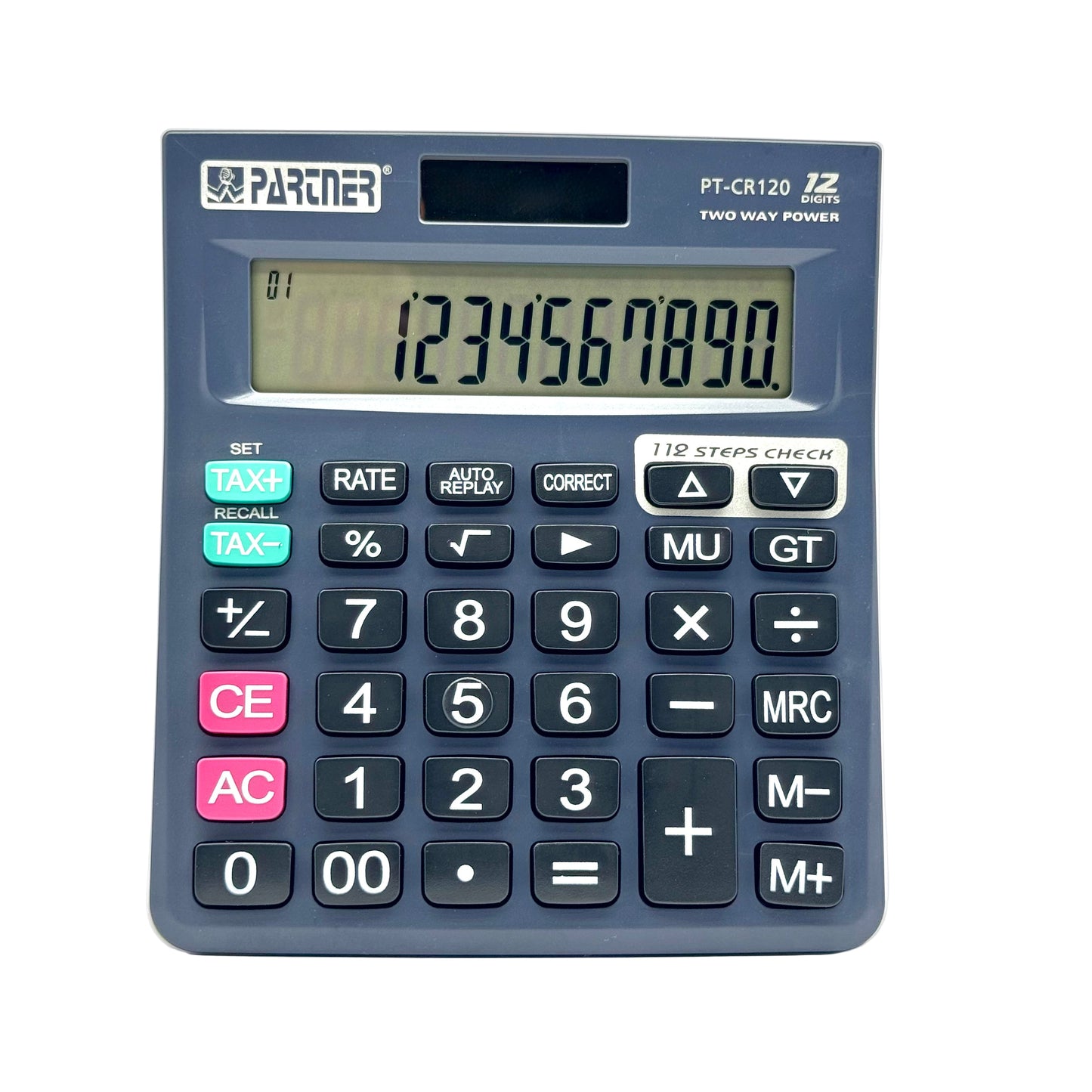 Partner PT-CR120 12-digit blue calculator front view