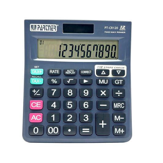 Partner PT-CR120 12-digit blue calculator front view