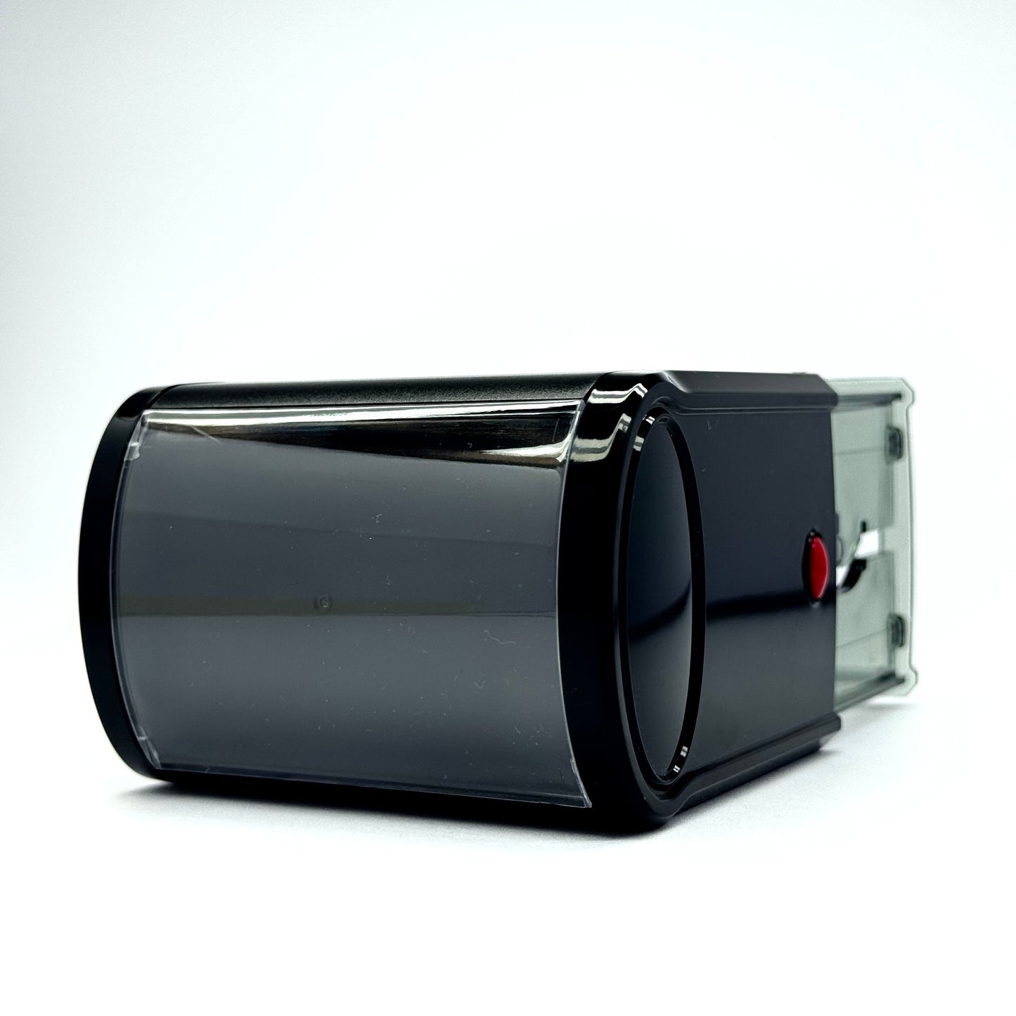 Self-inking rectangular office stamp with easy refill and precise alignment