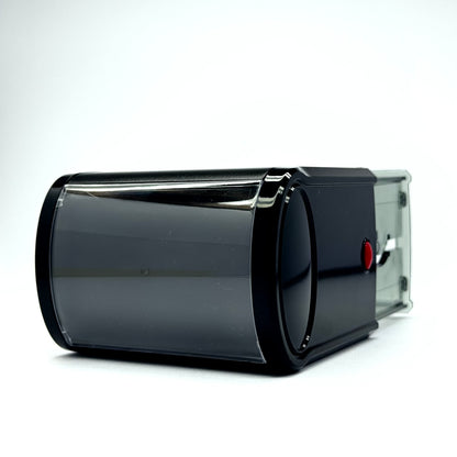 Self-inking rectangular office stamp with easy refill and precise alignment