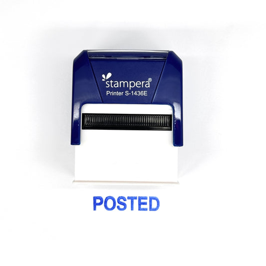 Red POSTED office stamp for documents

