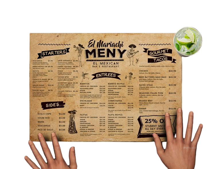 Durable custom printed placemat for restaurants and cafés – wipe clean surface