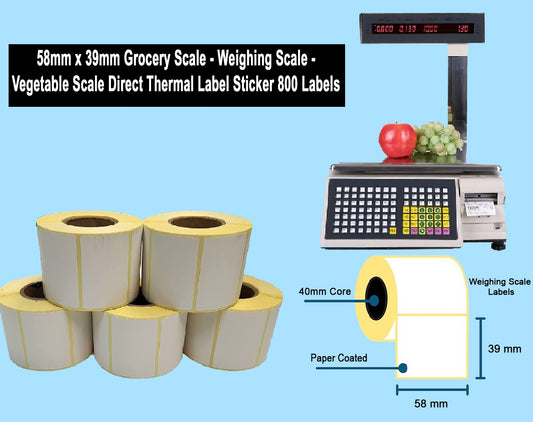 58MM X 39MM GROCERY SCALE WEIGHING SCALE - VEGETABLE SCALE THERMAL LABEL STICKER 800 LABES