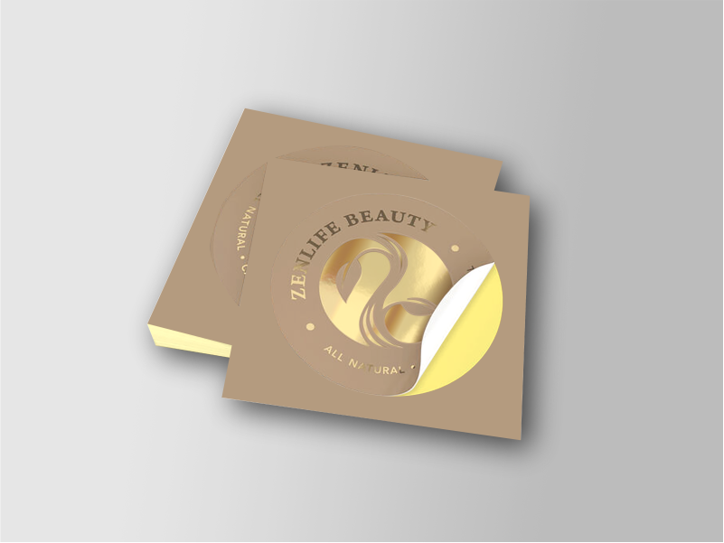 Custom Die Cut Gold Foil Sticker Glossy Lamination 80gsm 5.7x9.2 cm 57×92 mm