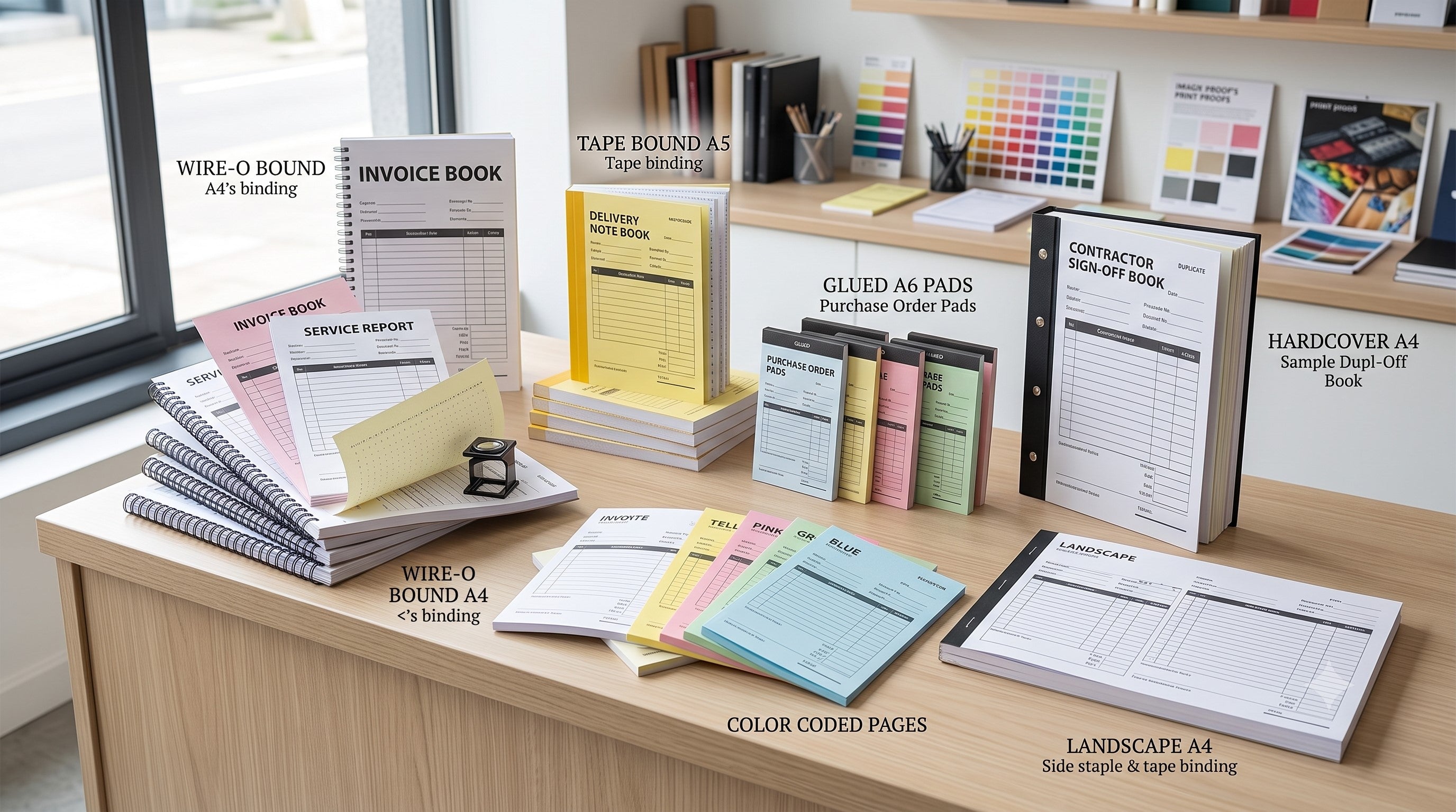 Invoice books, receipt books and delivery-note NCR forms