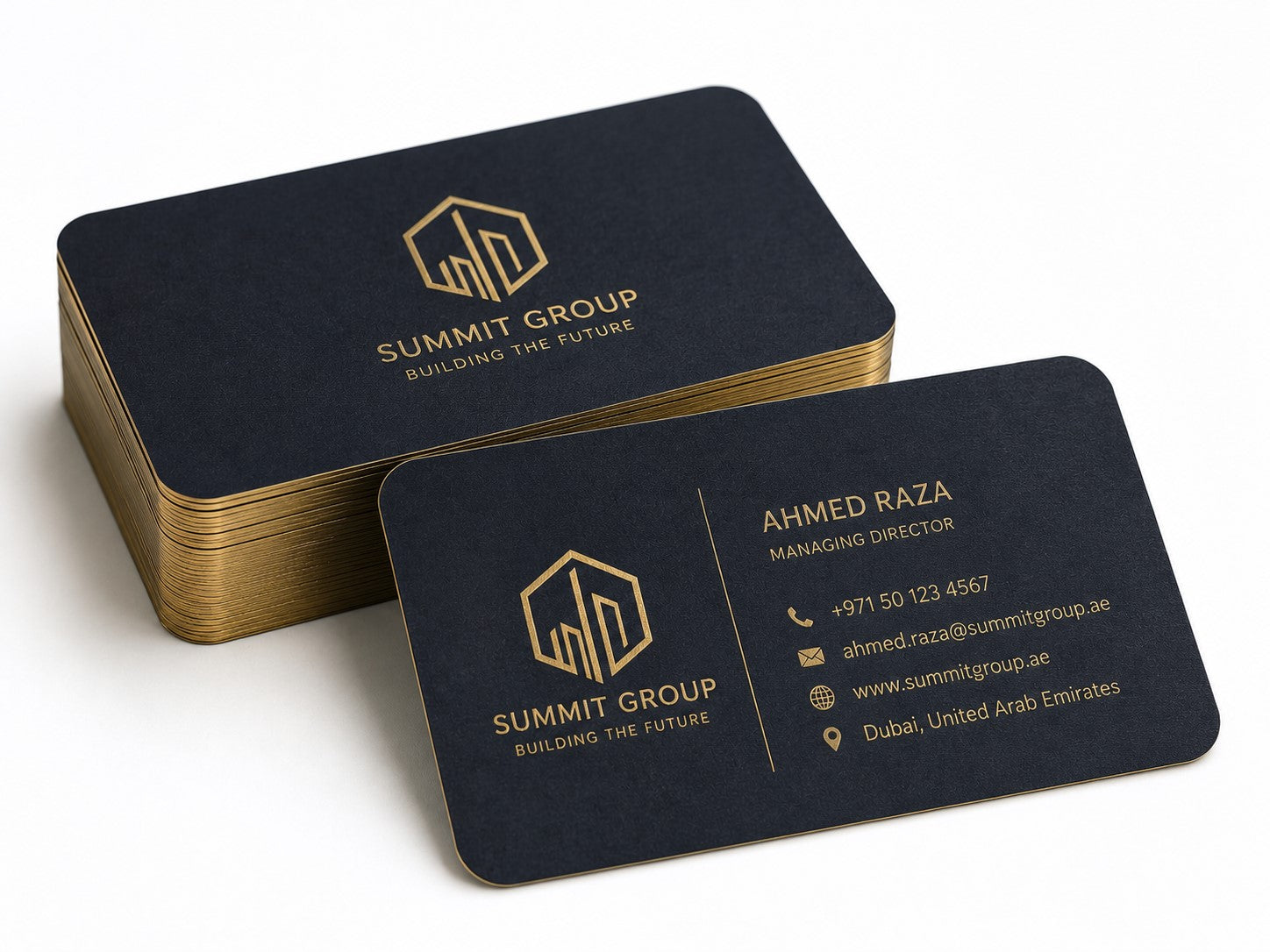 Luxury business card printing project with premium finishing